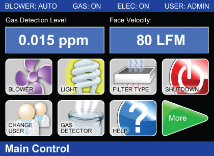 Airsafe Touch Controller Main Screen